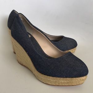 Zara collection Denim Wedge Closed Toe Espadrilles